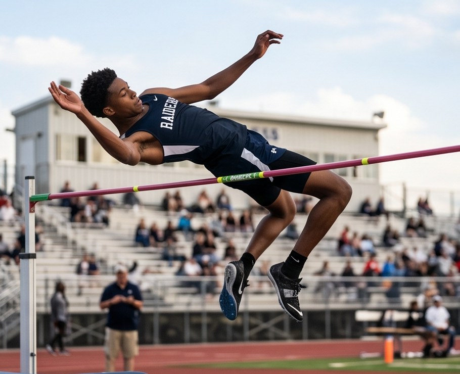 High jumper clearing the bar