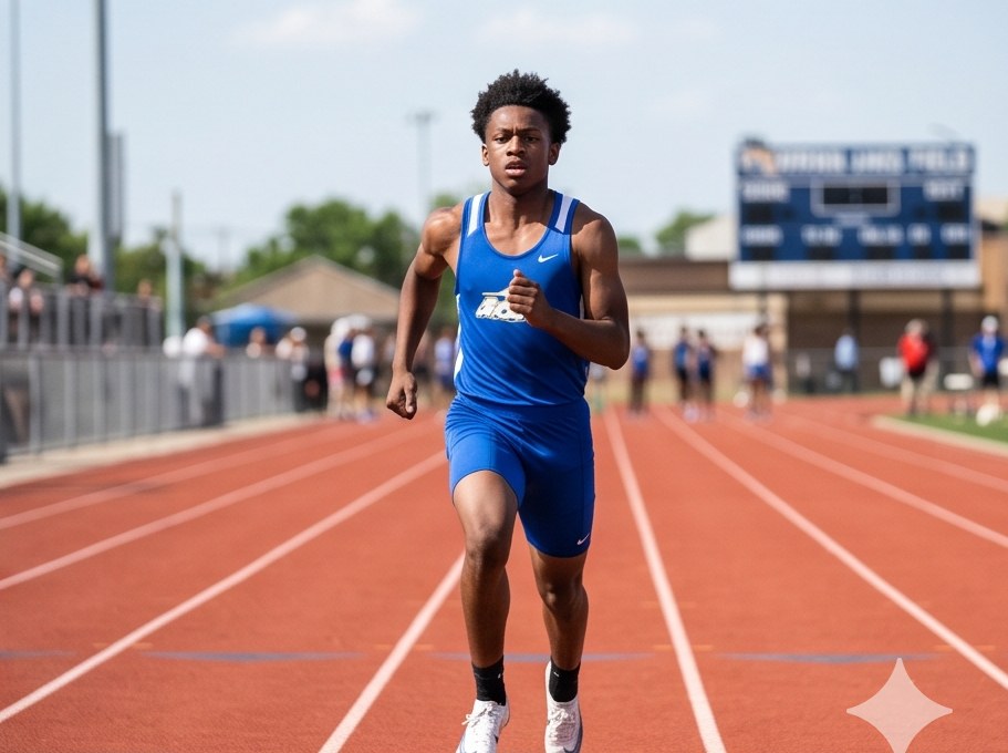 Sprinter at full stride on the track